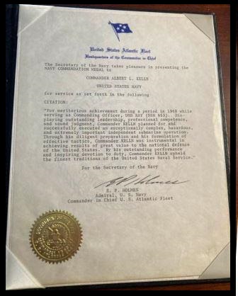 Admiral Kelln Navy Commendation Letter