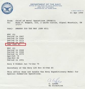 Navy Unit Citation 1981